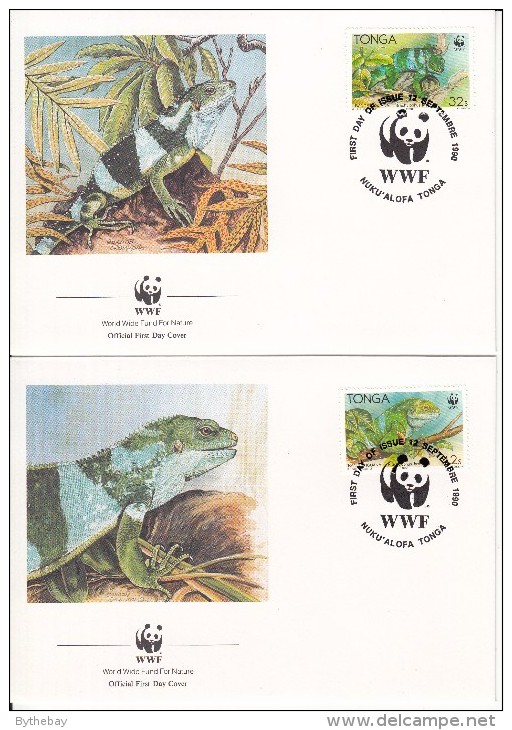 Tonga FDC Scott #752-#755 Set Of 4 Banded Iguana - WWF - Tonga (1970-...)