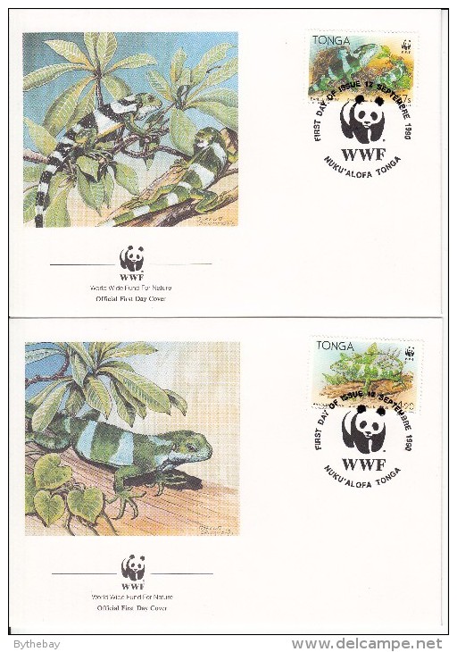 Tonga FDC Scott #752-#755 Set Of 4 Banded Iguana - WWF - Tonga (1970-...)