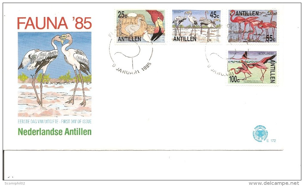 Flamants ( FDC Des Antilles Néérlandaises De 1985 à Voir) - Flamants