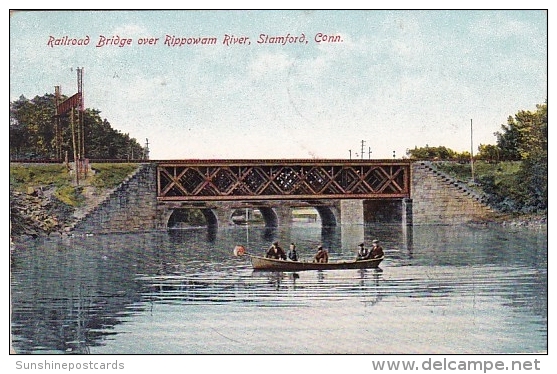 Railroad Bridge Over Rippowam River Stamford Connecticut 1908 - Stamford