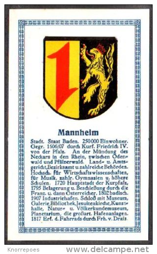 Abdulla Cigarettes - Deutsche Städtewappen 1928. Trade Card/Sammelbild 6x10 Cm : Mannheim - Other & Unclassified