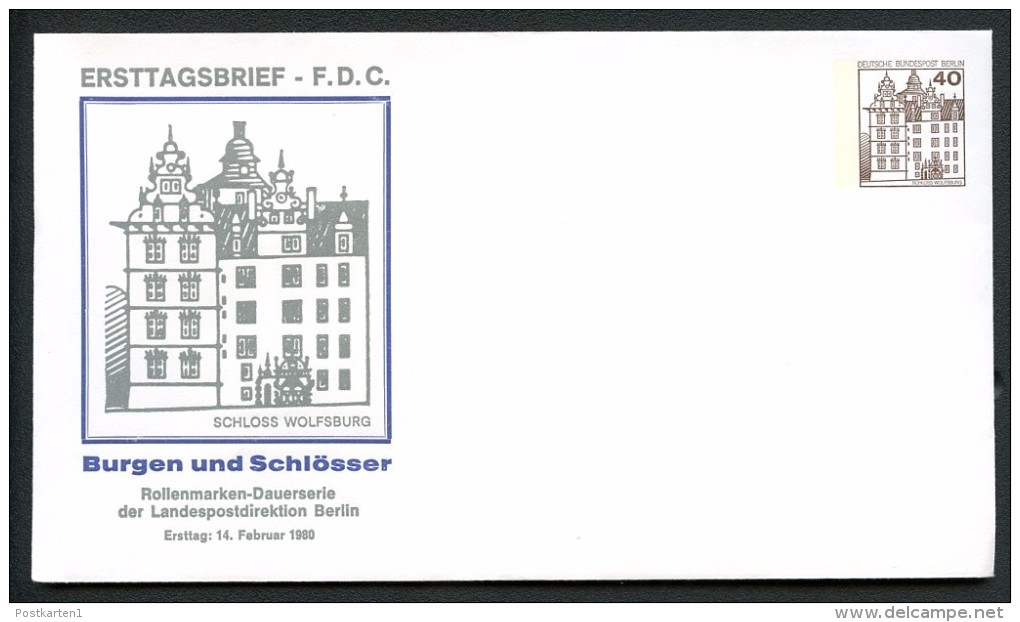 BERLIN PU71 D2/001a Privat-Umschlag SCHLOSS WOLFSBURG ** 1980  NGK 5,00 € - Enveloppes Privées - Neuves