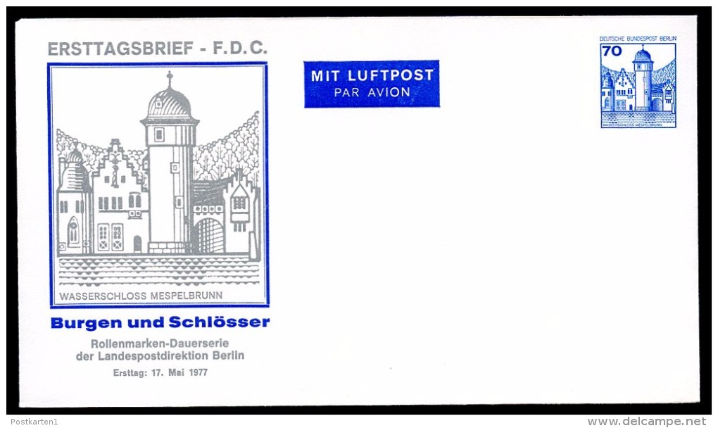 BERLIN PU76 D2/001a Privat-Umschlag WASSERSCHLOSS MESPELBRUNN ** 1977  NGK 5,00 € - Privé Briefomslagen - Ongebruikt