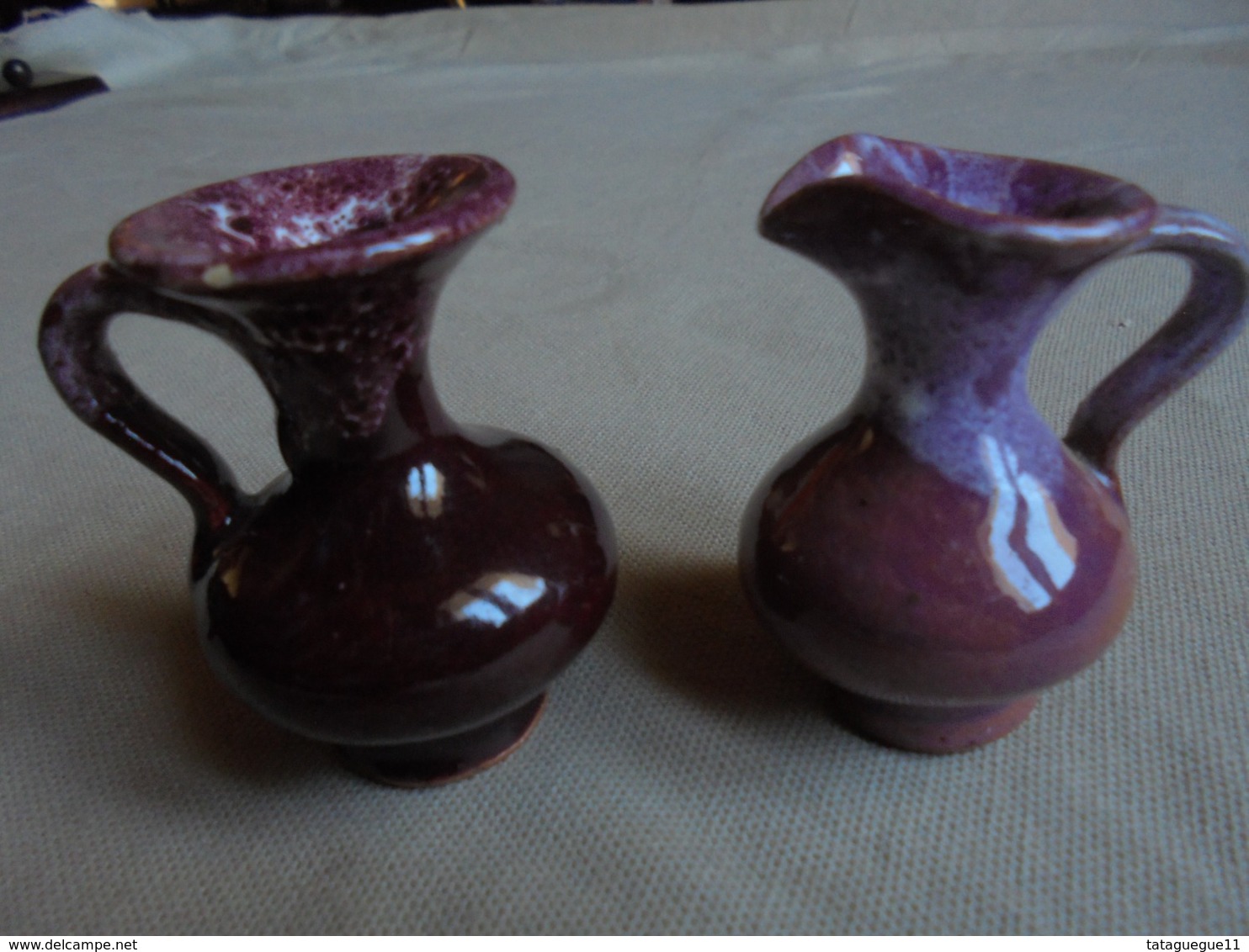 Vintage - 2 Poteries Miniatures - Paire De Vases Pour Maison De Poupée Ou Décoration Vitrine - Blumen