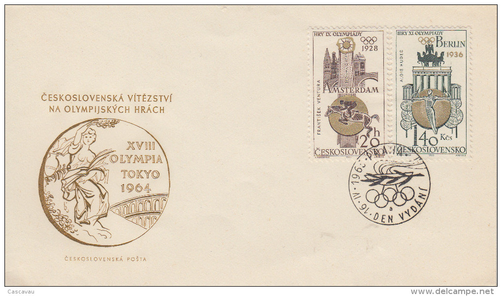 Enveloppe  1er  Jour    TCHECOSLOVAQUIE     JEUX    OLYMPIQUES      PRAGUE     1965 - Other & Unclassified