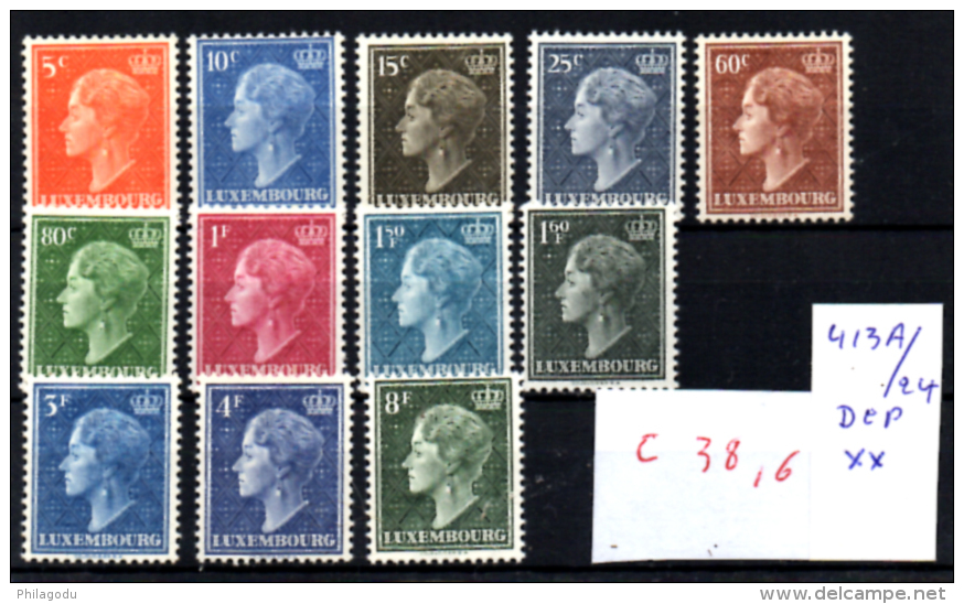 Grande-duchesse Charlotte, 413A 424** Incomplète, Cote 38 €, - 1948-58 Charlotte De Profil à Gauche