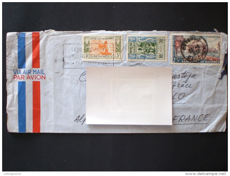 DAHOMEY TO FRANCE AIRMAIL 1953 - Lettres & Documents