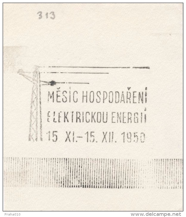 J1203 - Czechoslovakia (1945-79) Control Imprint Stamp Machine (R!): Moon Economy Electrical Energy - Proofs & Reprints