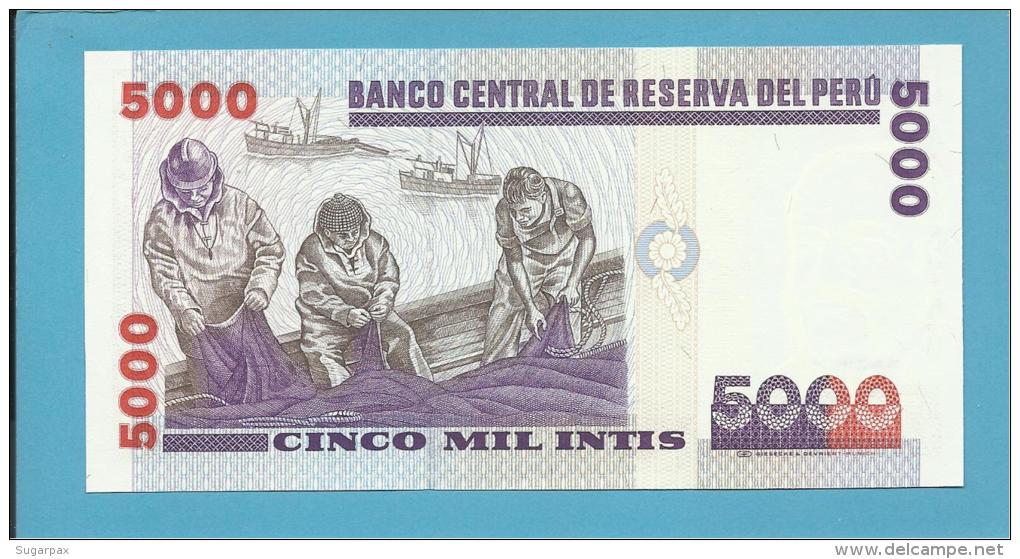 PERU - 5 000 INTIS - 28.06.1988 - Pick 137 - UNC. - MIGUEL GRAU - 2 Scans - Perù