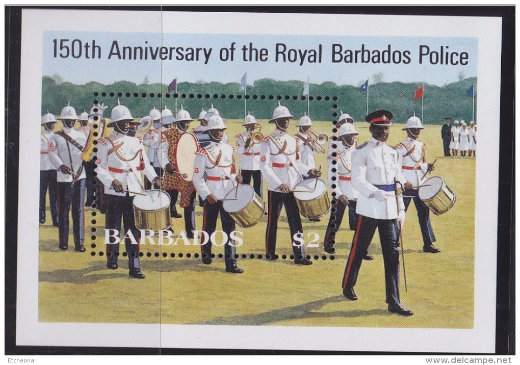 = Barbade 1985 Bloc Neuf N°21 De 1 Timbre 150è Anniversaire De La Musique Royale De La Police - Barbades (1966-...)
