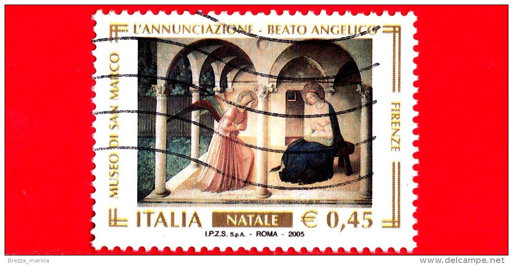 ITALIA - 2005 - Usato -  Natale - 0,45 € • Annunciazione, Opera Di Beato Angelico - 2001-10: Usati