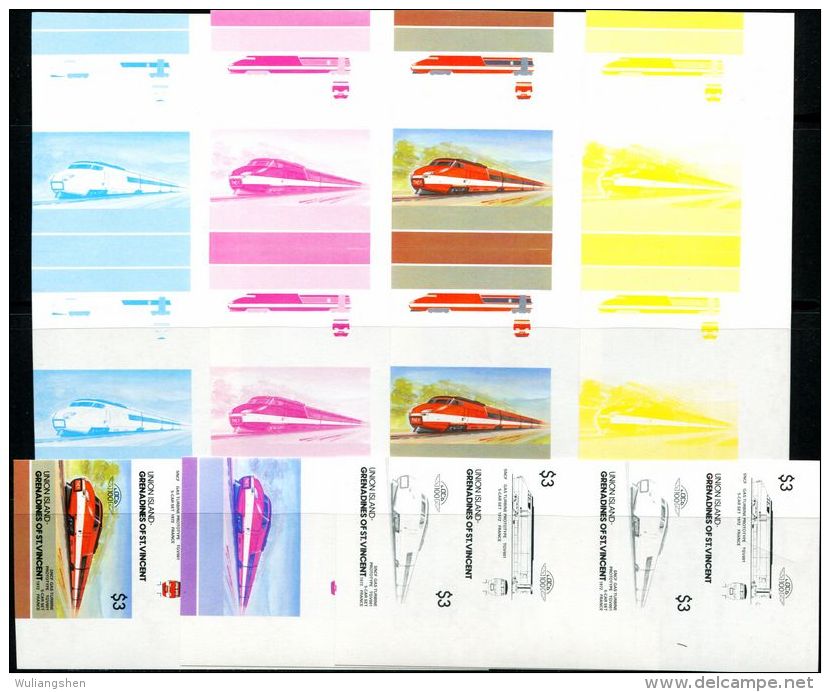 CB0195 Grenadines 1985 Modern Train 28v Pairs MNH - St.Vincent Y Las Granadinas