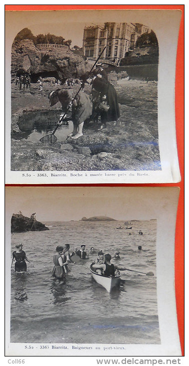 Biarritz  1900-1904 Lot  12 Vues Stéréo Différentes éditeur Légèrement Rogné Bord Gauche - Stereoscopic