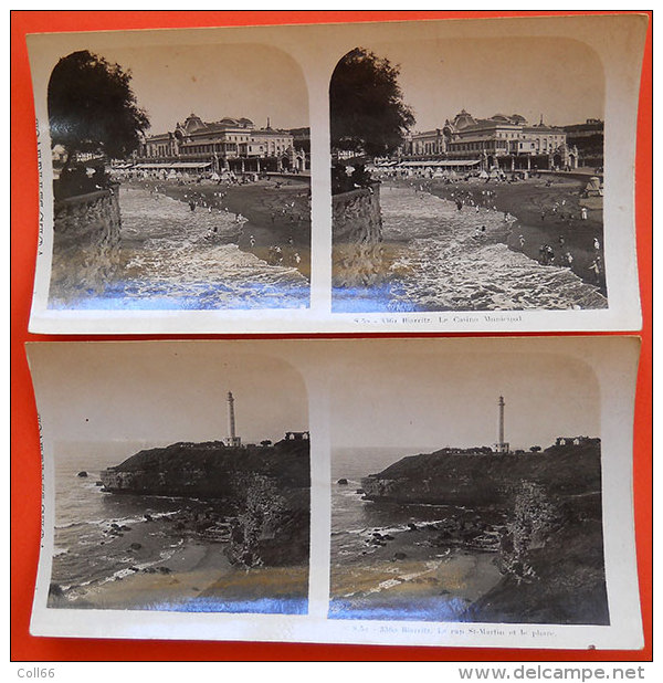 Biarritz  1900-1904 Lot  12 Vues Stéréo Différentes éditeur Légèrement Rogné Bord Gauche - Stereoscopic