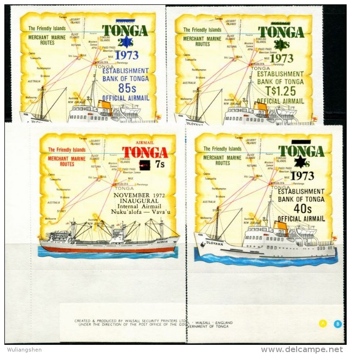 CB0207 Tonga 1973 Map 4v MLH - Tonga (1970-...)