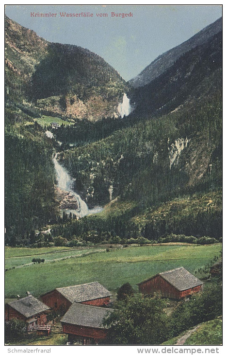 Photochromie AK Krimmler Wasserfälle Vom Burgeck Krimml Land Salzburg Pinzgau Bei Wald Bramberg Gerlos Neukirchen - Krimml