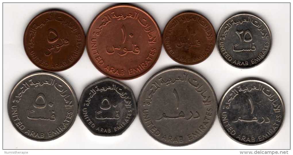 Emirats Arabes Unis : Lot De 8 Pièces Différentes 1973-2013 - Emirats Arabes Unis