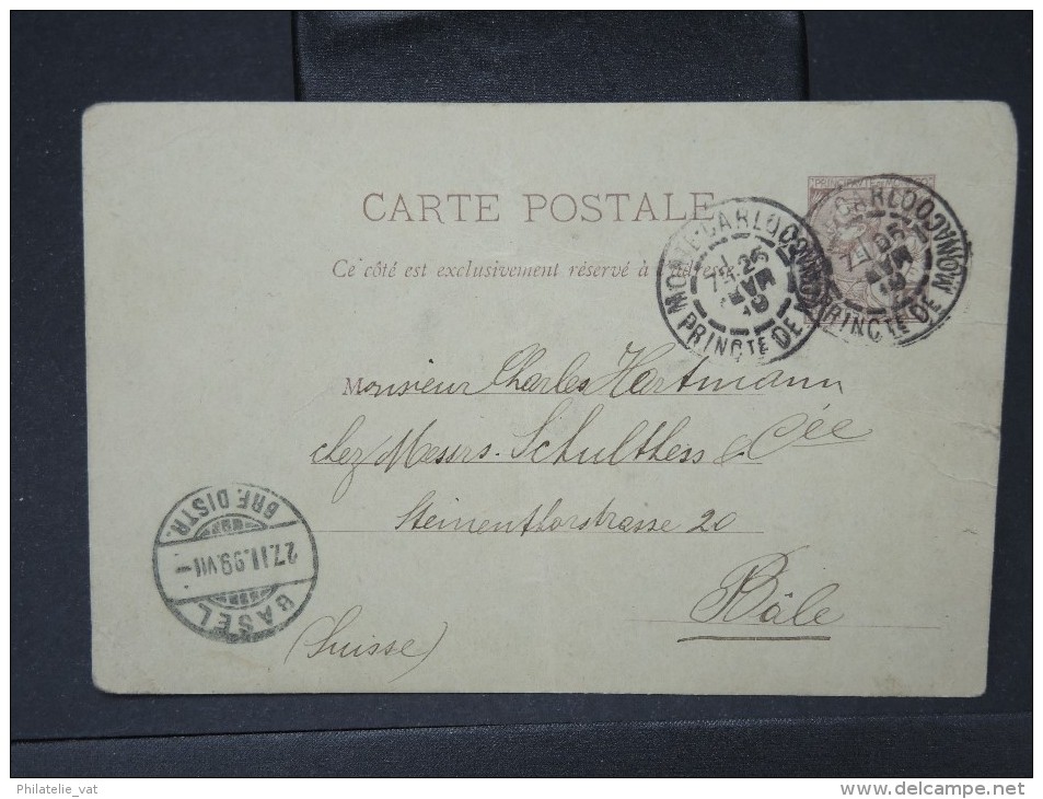 MONACO- Entier Postal Voyagé Pour La Suisse En 1899 (très Léger Pli Central)       P4848 - Enteros  Postales