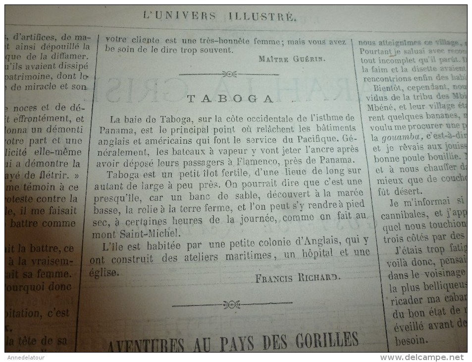 1868 TURIN-gare;La-Chaux-de-Fonds ;Joute du HAKELN;Foire aux jambons bvd Bourdon;Chanson Sarah-la-Grise;TABOGA (Panama);