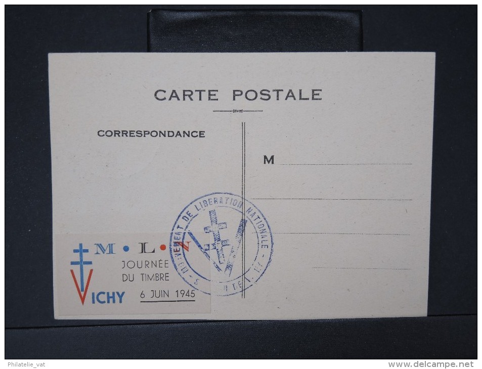 FRANCE- Vignette Croix De Lorrainne De Vichy De La Journée Du Timbre En1945 Sur Cp       à Voir P4867 - Esposizioni Filateliche