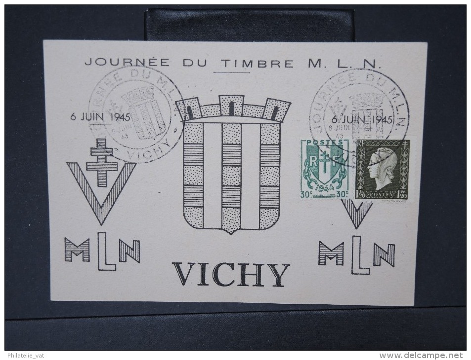 FRANCE- Vignette Croix De Lorrainne De Vichy De La Journée Du Timbre En1945 Sur Cp       à Voir P4867 - Esposizioni Filateliche