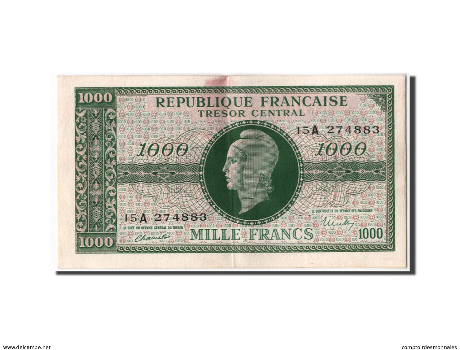 Billet, France, 1000 Francs, 1943-1945 Marianne, SUP, Fayette:VF 12.1, KM:107 - 1943-1945 Marianna