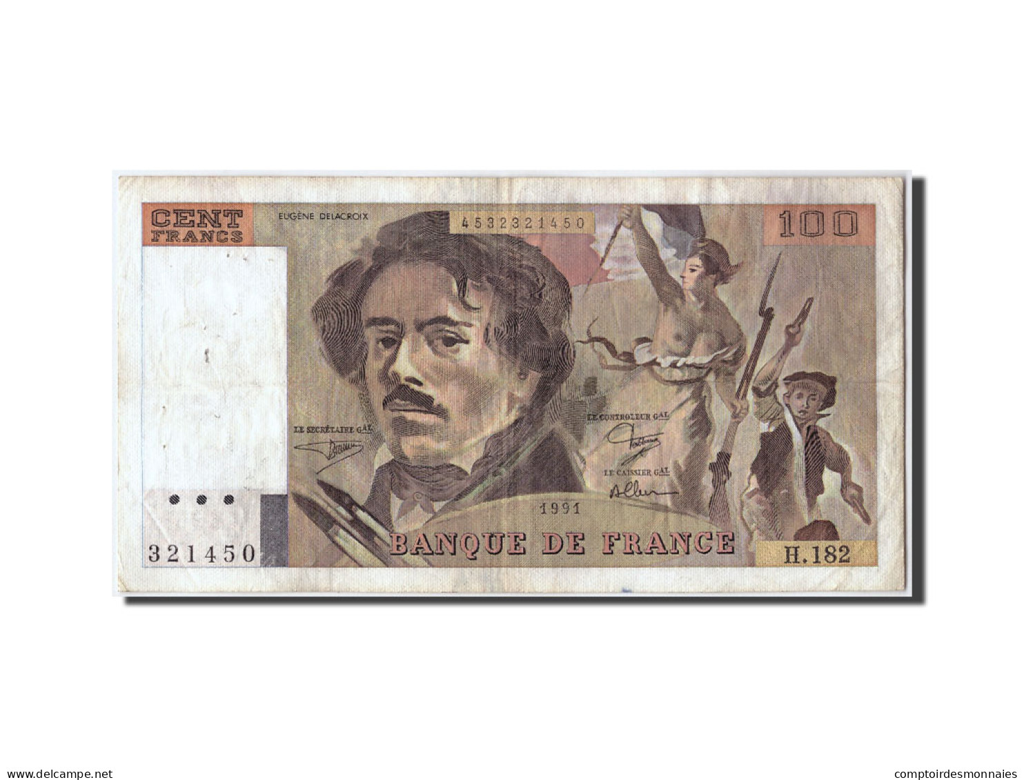 Billet, France, 100 Francs, 100 F 1978-1995 ''Delacroix'', 1991, TB - 100 F 1978-1995 ''Delacroix''