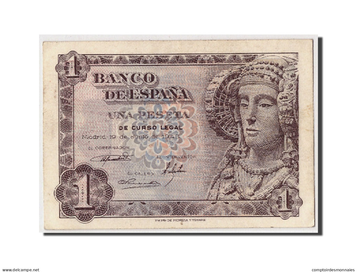 Billet, Espagne, 1 Peseta, 1948, 1948-06-19, SUP+ - 1-2 Pesetas