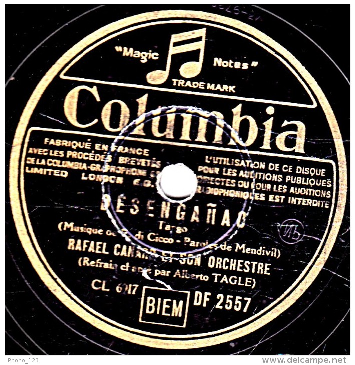 78 Trs - Disque Pour Phonographe - 25 Cm - état TB - RAFAEL CANARO - DESENGANAO - DESENCANTO - 78 Rpm - Schellackplatten