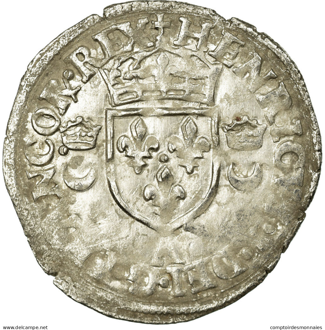 Monnaie, France, Douzain Aux Croissants, 1551, Paris, TB+, Billon, Sombart:4380 - 1547-1559 Heinrich II.