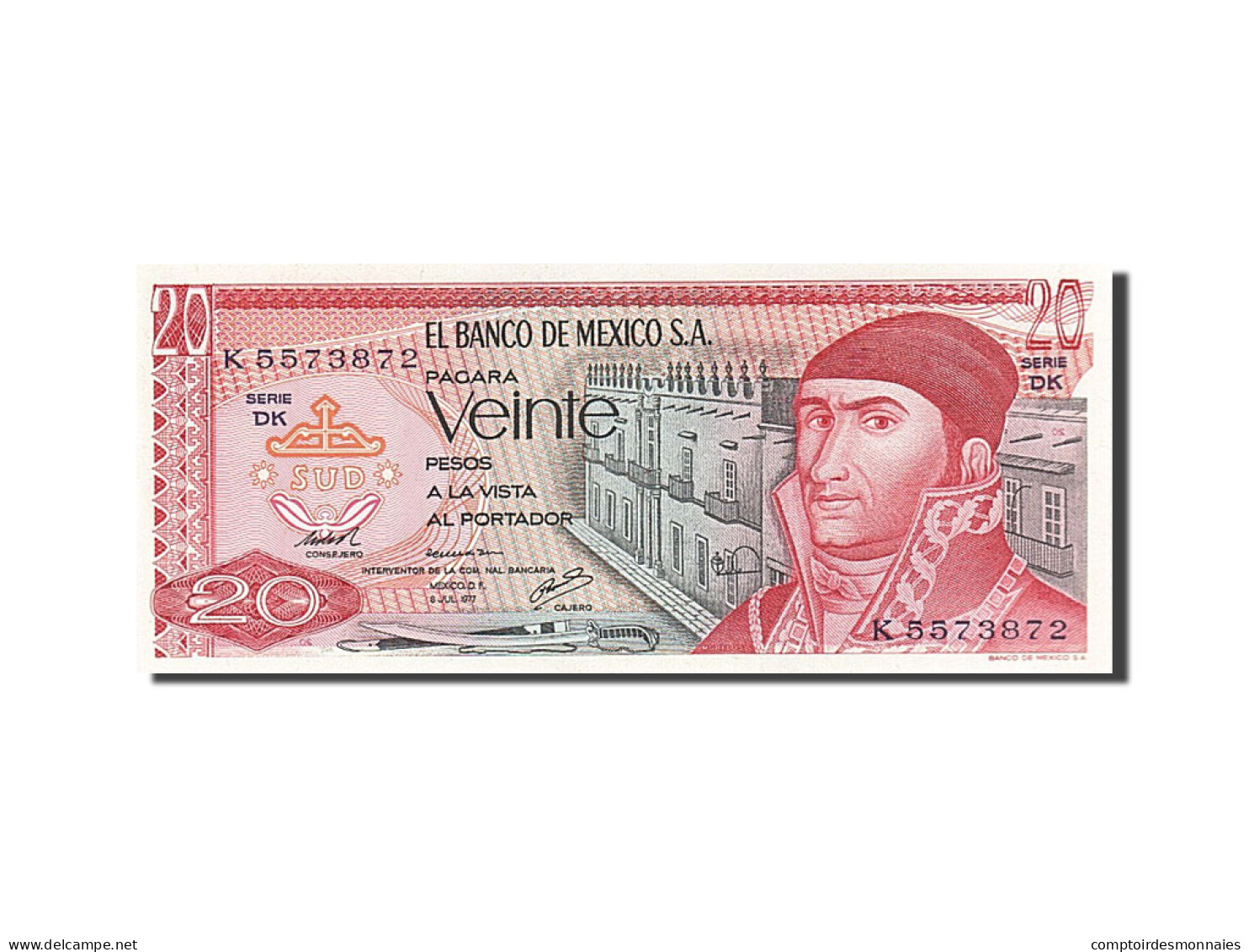 Billet, Mexique, 20 Pesos, 1977, 1977-07-08, SPL - Mexico