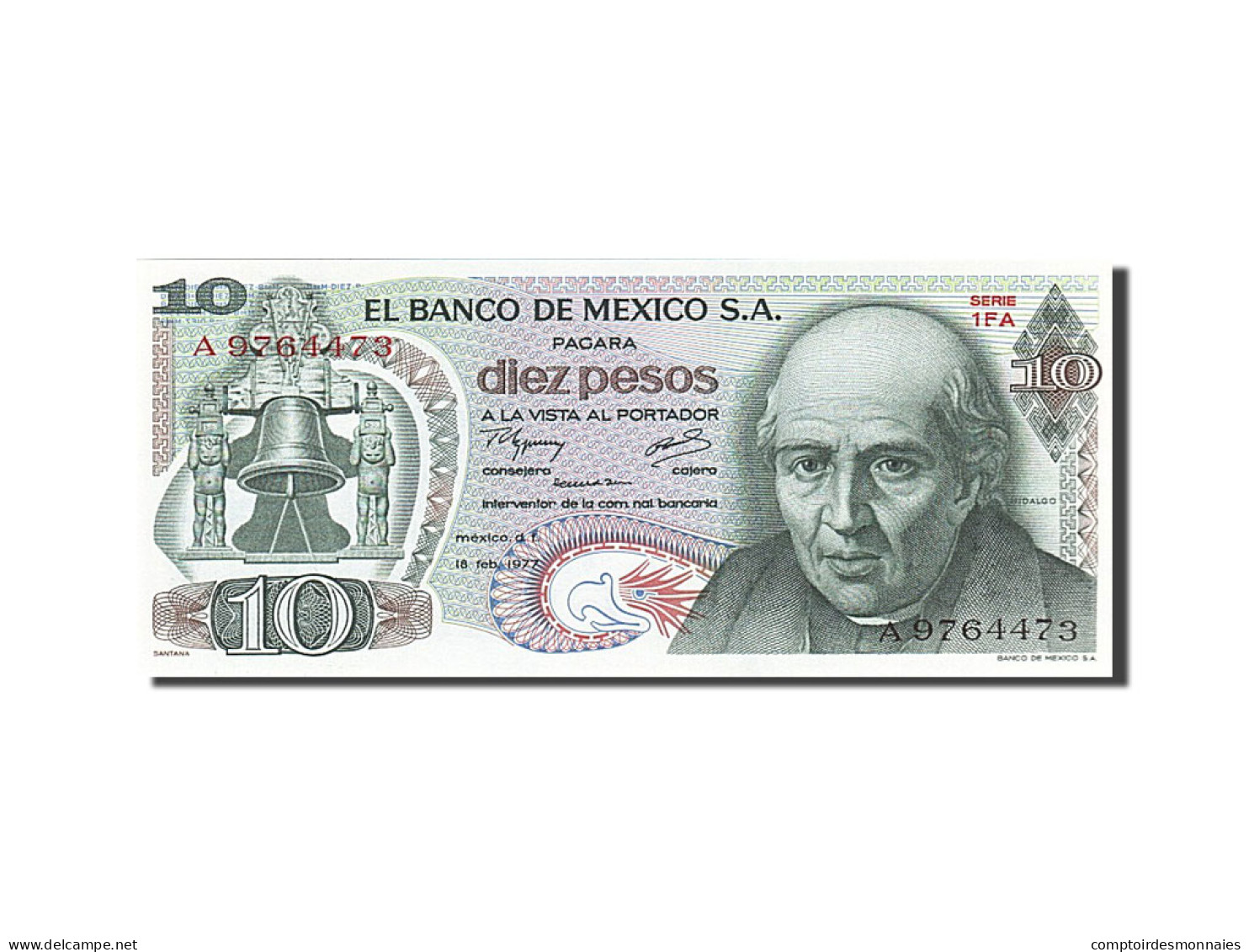 Billet, Mexique, 10 Pesos, 1977, 1977-02-18, SPL - Mexique