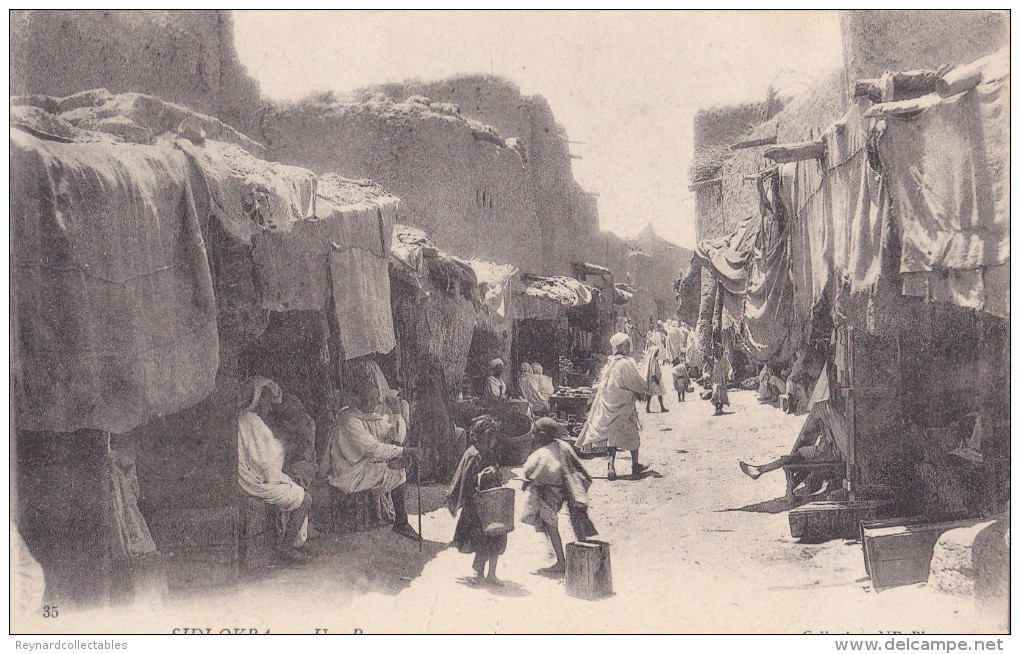 1905 Algeria Sidi-Okba Animated Street View Pc Used Biskra TPO Pmk To 5c Blanc, To UK - Autres & Non Classés