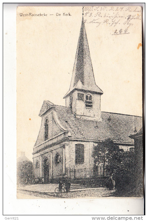 B 8840 STADEN - WESTROZEBEKE, De Kerk, 1915, Deutsche Feldpost - Staden