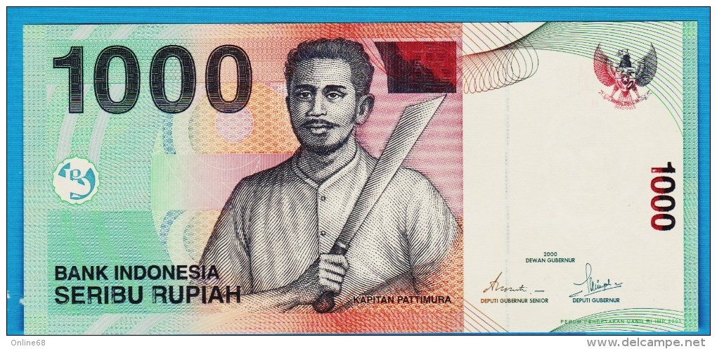 INDONESIA 1.000 Rupiah  2000 SERIE MBL001  Captain Pattimura  P# 141a  UNC - Indonesia