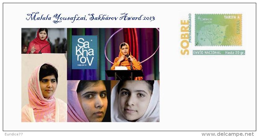 Spain 2013 - Malala Yousafzai,Sakhárov Award 2013 Special Prepaid Cover - European Community