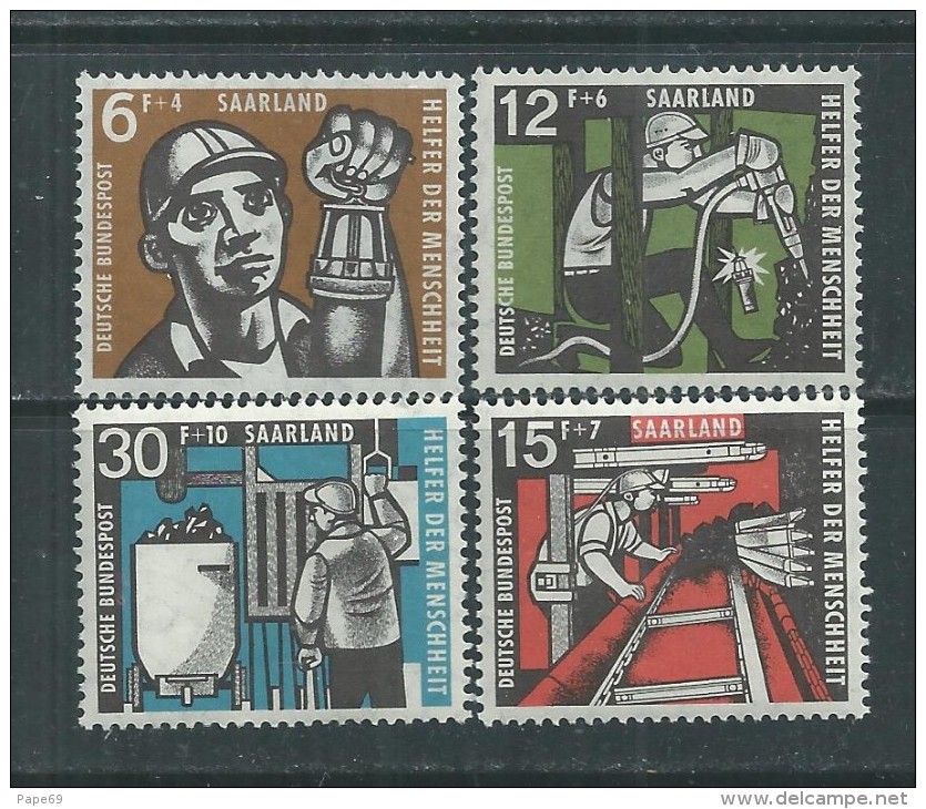 Sarre Occupation Française N° 386 / 89 XX  Au Service De L´humanité,  Les 4 Valeurs Sans Charnière TB - Unused Stamps