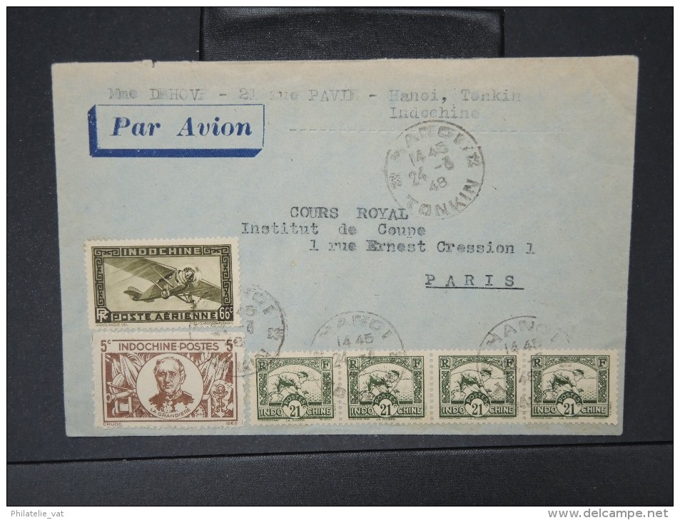 FRANCE- INDOCHINE - Enveloppe Par Avion De Hanoi Pour Paris En 1948  Aff Plaisant    A Voir    P4899 - Airmail