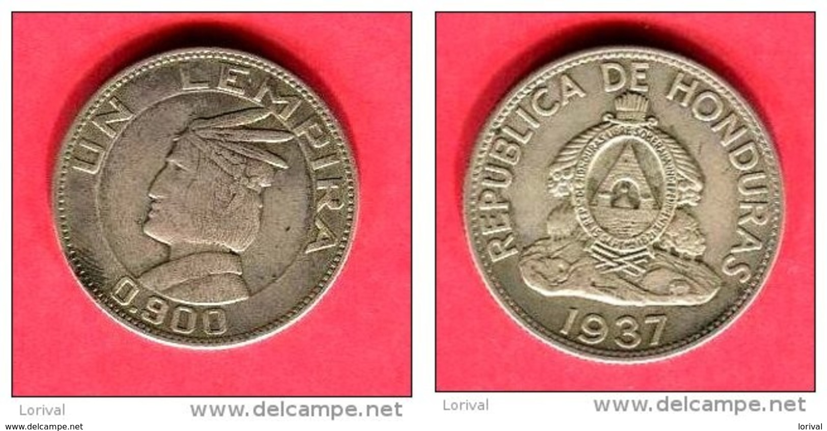 1 LEMPIRA  1937  ( KM   )  TB+  22 - Honduras