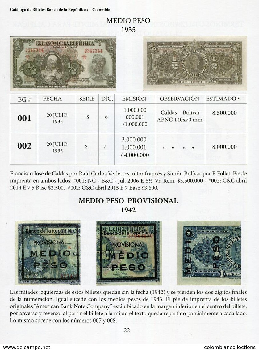 Lote 202, 2019, Catalogo De Billetes Del Banco De La Republica, 1923-2019, 7a Ed, Bernardo Gonzalez, Bank Notes, Book - Cultura