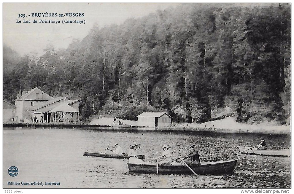 CARTE POSTALE ORIGINALE ANCIENNE : BRUYERES EN VOSGES ; LE LAC DE POINTHAYE ; CANOTAGE ; ANIMEE ; VOSGES (88) - Bruyeres