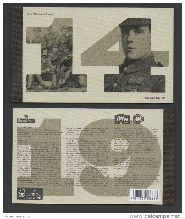 U.K. , 2014, MNH, WWI, PRESTIGE BOOKLET WITH 4 PANES - WW1