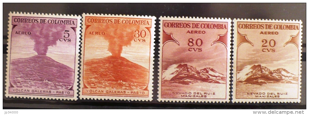 COLOMBIE VOLCANS, VOLCAN, Geologie, Yvert N° PA 238+242+243+247. Complet Volcan Hinged  * - Volcanes