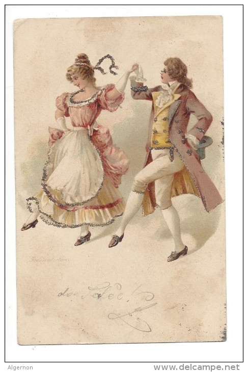 12431 - Couple Dansant Carte Avec Brillants - Danses