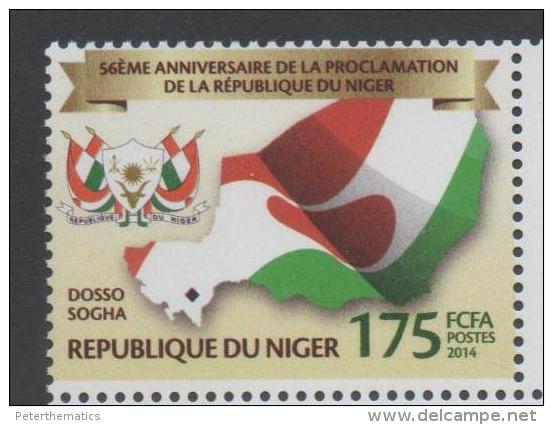 NIGER  ,2014,MNH, PROCLAMATION OF THE REPUBLIC, FLAGS, 1v - Postzegels