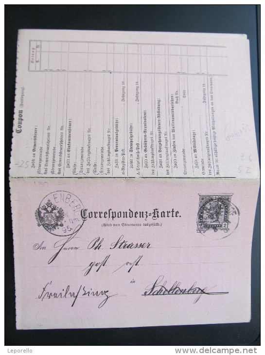 Korrespondenzkarte GANZSACHE V. Steueramt 1895 Prag LINZ Bhf. - Schellenberg  ///  D*16340 - Briefe U. Dokumente