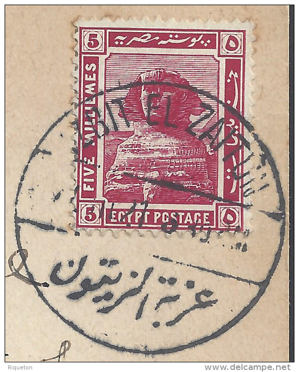 EGYPTE - 1920-21 -  DEUX CARTES POSTALES - CORRESPONDANCE DE IZBIT EL ZAITUN POUR BRIGHTON ( ENGLAND ) - - 1915-1921 Britischer Schutzstaat