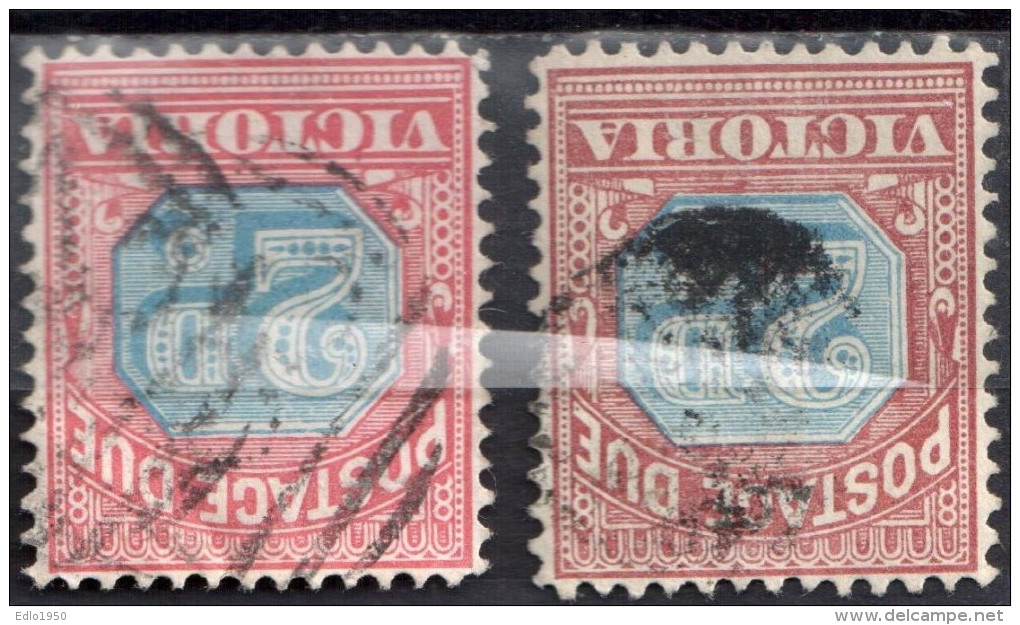 Victoria - Australia 1890 Postage Due - Mi 3a,b - Wmk Inverted - Used - Oblitérés