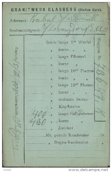 AUSTRIA GARS TARJETA TEMA MINERIA GRANITO 1900 - Minerales