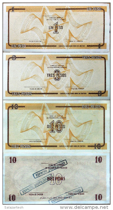 1, 5, 10 & 10 2nd Issue Exchange Cert. 1986 Letter D. Perfect UNC Condition CUBA (Certificados De Divisa) - Cuba